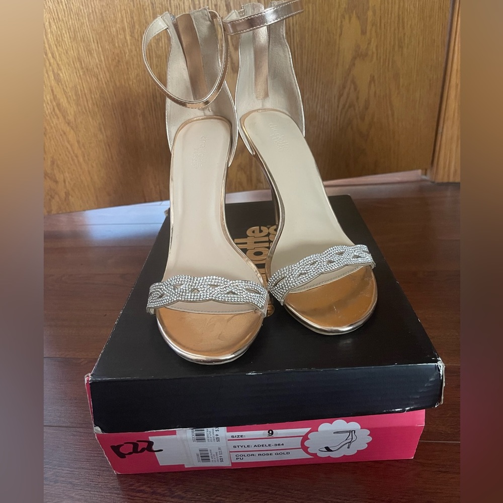 Charlotte Russe Rose Gold Strap heel